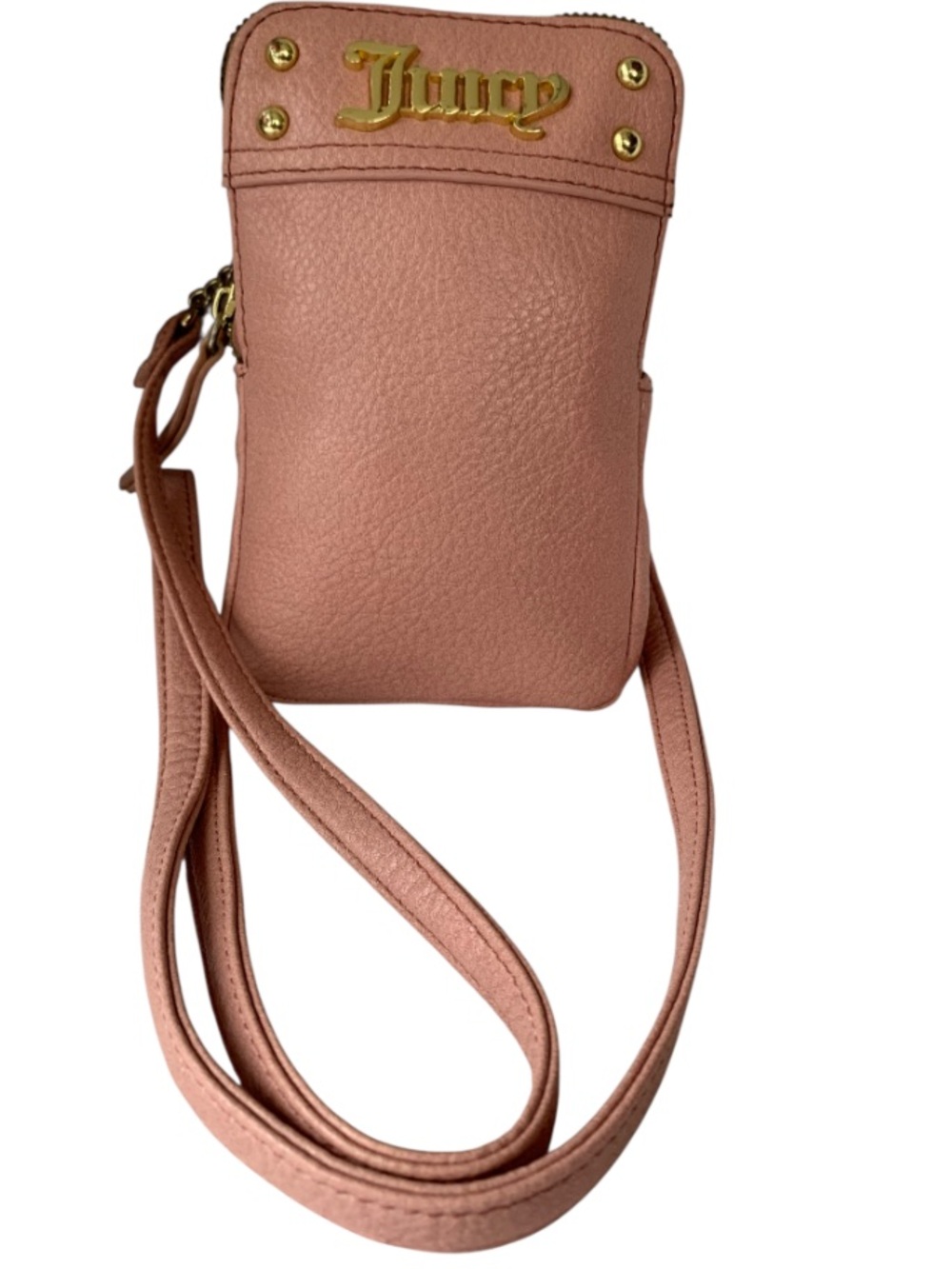 Juicy Couture Pink Pebbled Crossbody Phone Pouch with Gold Logo